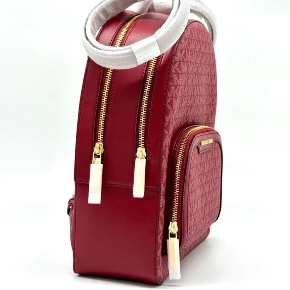 Michael Kors Jaycee Medium Signature Logo Backpack Cherry